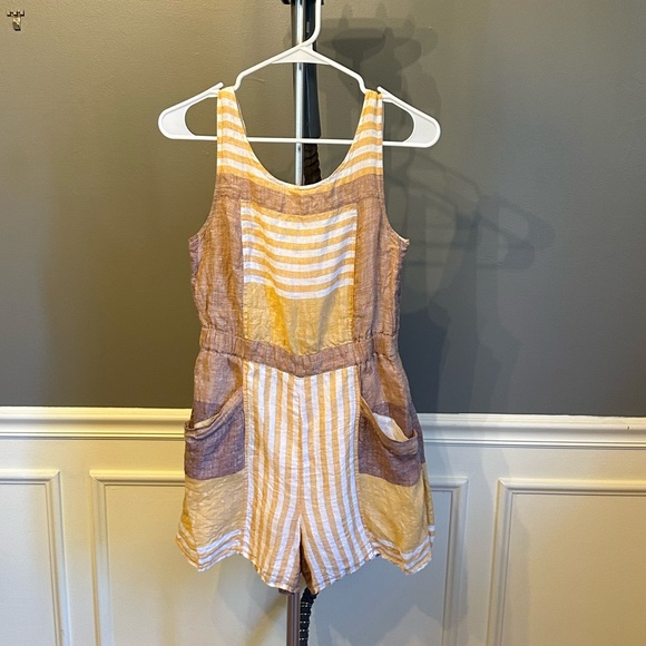 Anthropologie Pants - Anthropologie Yellow Striped Romper